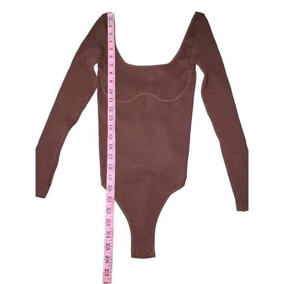 Free People Movement Meg Seamless V-Neck Long-Sleeve Bodysuit in Ash/Brown - Picture 10 of 12